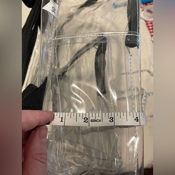 NWOT Clear Backpack w/ Black Straps perfect for sporting events, school, concert - Picture 3 of 4